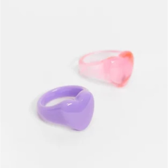 ASOS DESIGN Heart Rings (Set of Two) - Picture 1 of 13